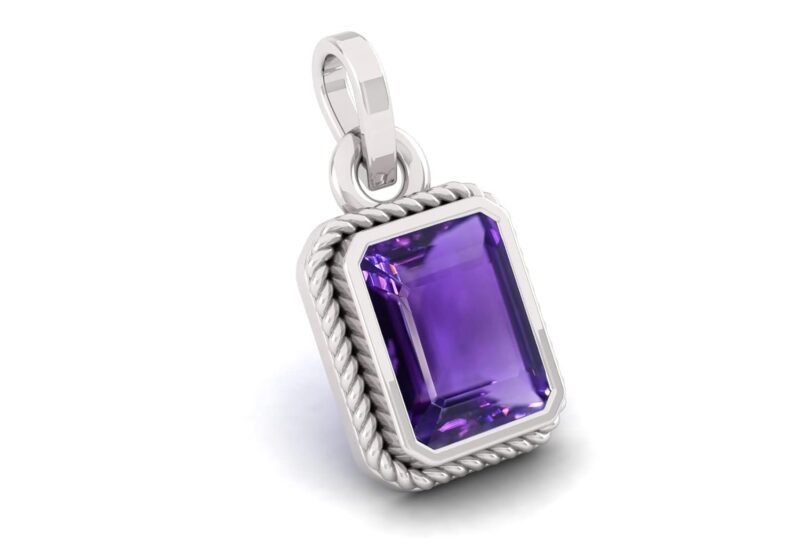 LMDPRAJAPATIS 9.25 Ratti 8.00 CaratNatural Quality Katela Amethyst Silver Plated Pendant/Locket Gemstone (Top AAA+) Quality for Men And women