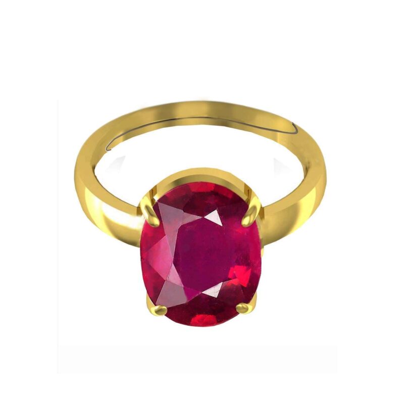 LMDPRAJAPATIS Certified Unheated Untreatet 3.00 Carat A+ Quality Natural Ruby Manik Gemstone Gold Plated Ring For Women's and Men's