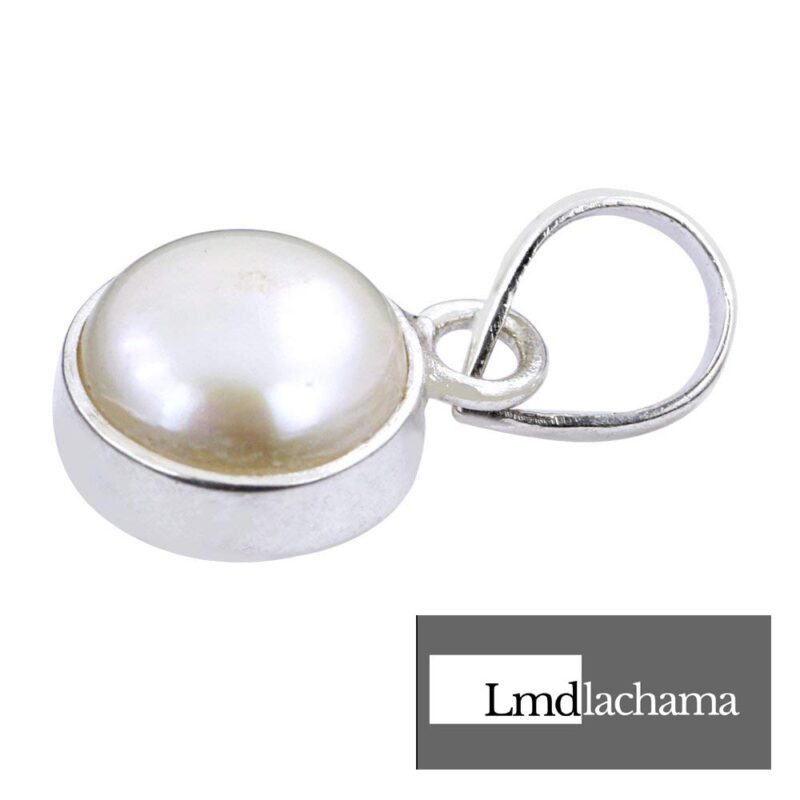 LMDLACHAMA PRAJAPATIS 100% Certified 3.25 Ratti Natural Pearl Gemstone Original Certified moti panchhdhaatu Silver Pendant for Men and Women