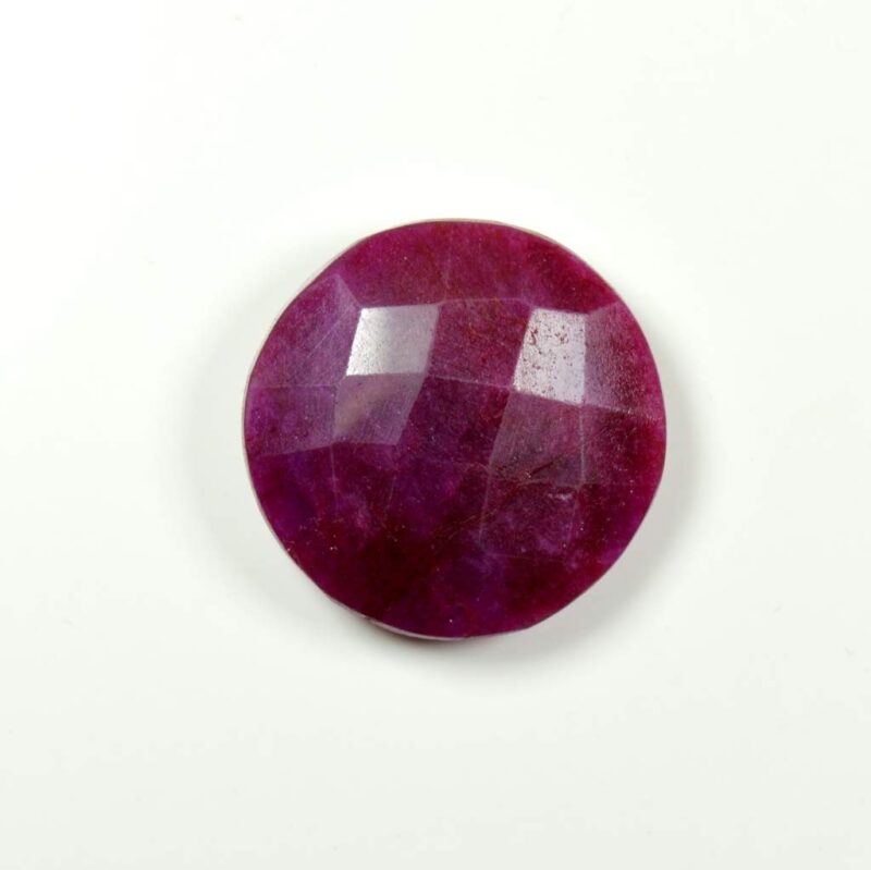 CaratYogi Certified Natural Ruby Gemstone 21 Carat Round Shape Manik Checker Cut Stone for Astrology Use