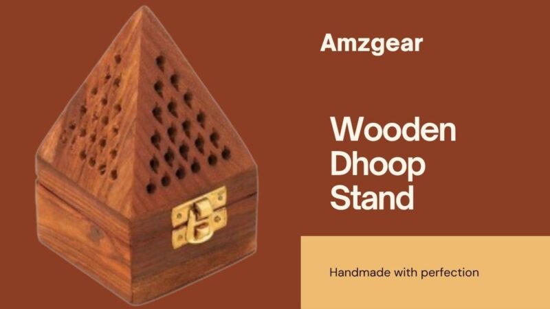 Amzgear agarbatti Stand with ash Catcher Wooden Pyramid Shape Incense Holder dhoop batti Fragrance catcheragar for Home Decor Yoga Meditation Pooja Aromatherapy