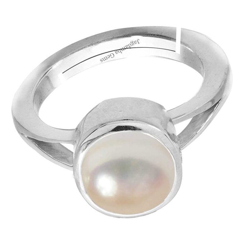 Kirti Sales 100% Certified Pearl 3.25 Ratti Natural Pearl Gemstone Original Certified moti Adjustable panchhdhaatu/Ashtadhatu Silver Ring for Men and Women