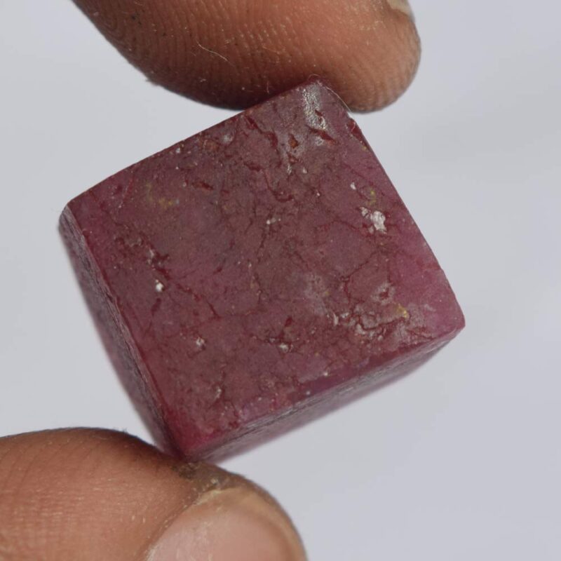 Gemhub Red Semi Precious Ruby (Manik) 31.50 Ct Natural Ruby Gemstone Faceted Box Shape Cube for Jewelry DY-758