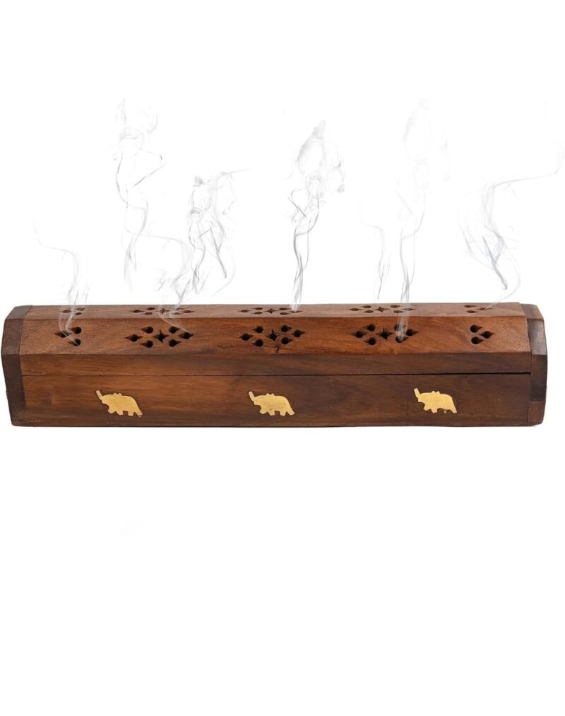 Heena Engineers Wooden Incense Holder Incense Burner Holder Incense Stick & Cone Burner Holder Wooden Agarbatti Stand with Ash Catcher & Dhoop Batti Stand