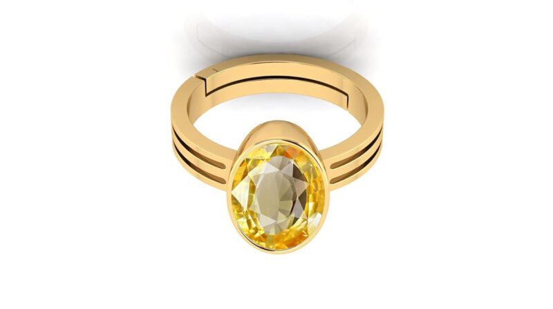 Kirti Sales Gems 13.25 Ratti 12.55 Carat Unheated Untreatet A+ Quality Natural Yellow Sapphire Pukhraj Gemstone Gold Plated Ring for Women's and Men's (Lab Certified)