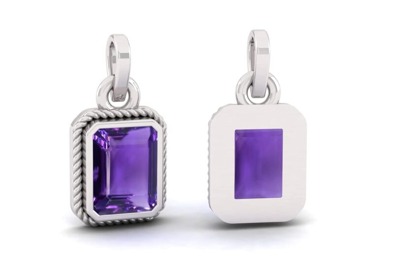 LMDPRAJAPATIS 9.25 Ratti 8.00 CaratNatural Quality Katela Amethyst Silver Plated Pendant/Locket Gemstone (Top AAA+) Quality for Men And women