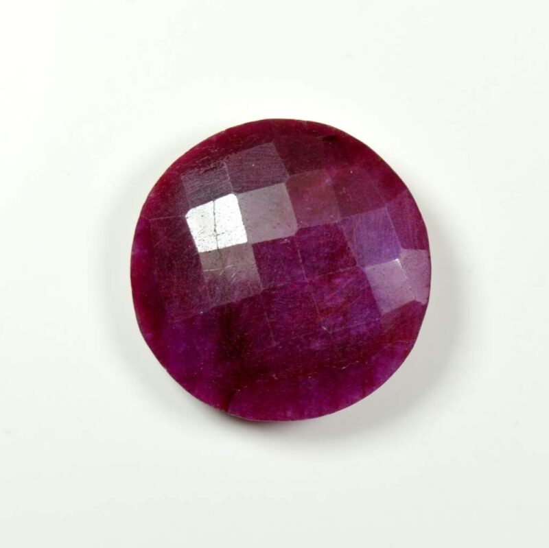 CaratYogi Certified Natural Ruby Gemstone 21 Carat Round Shape Manik Checker Cut Stone for Astrology Use