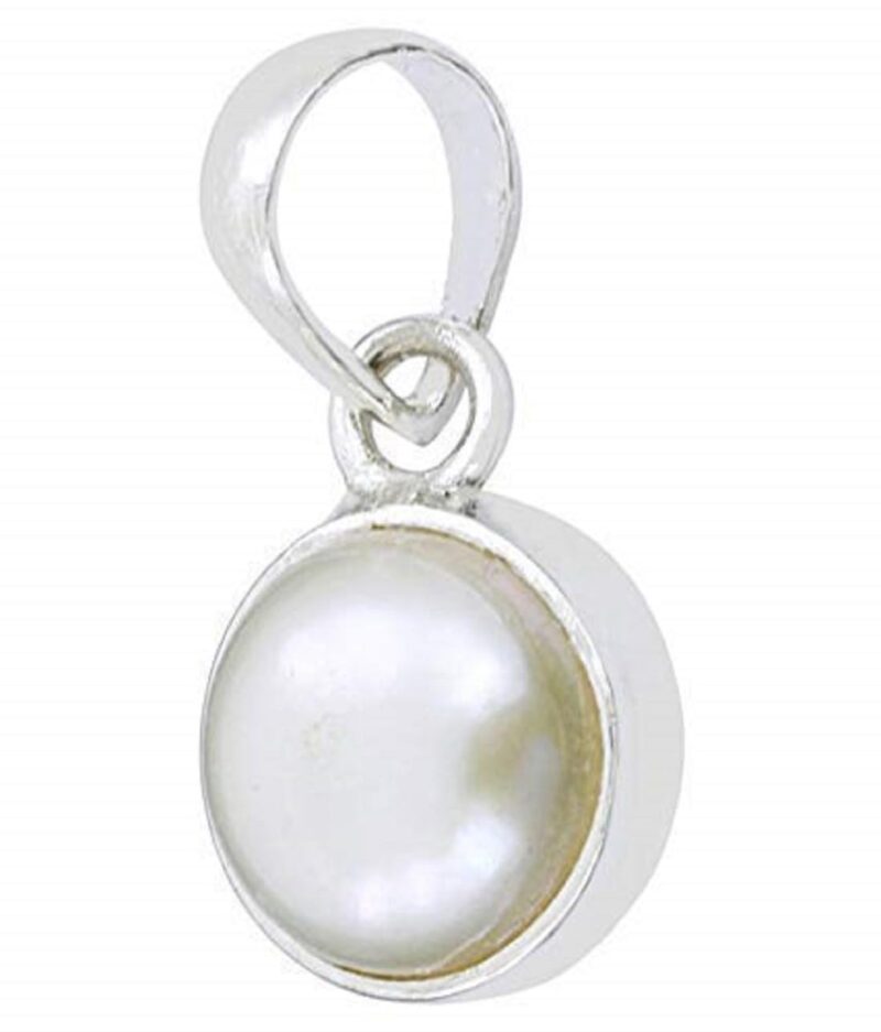 MARATNA Sea Pearl Silver Plated Pendant Locket Moti Stone Natural Certified Gemstone for Men and Women (White