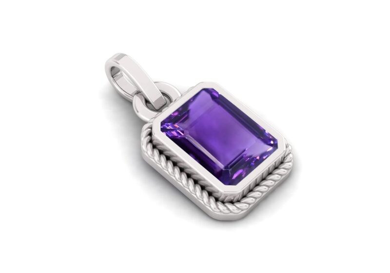 LMDPRAJAPATIS 9.25 Ratti 8.00 CaratNatural Quality Katela Amethyst Silver Plated Pendant/Locket Gemstone (Top AAA+) Quality for Men And women