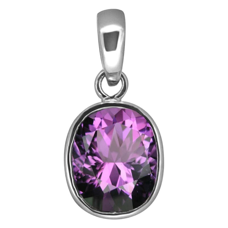 ANUJ SALES 10.00 Carat Special Quality Natural Katela Amethyst Silver Plated Pendant/Locket Gemstone by Lab Certified(Top AAA+) Quality for Man or Women