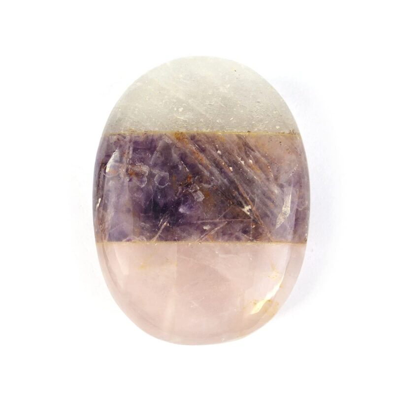 Crystu Natural Amethyst, Rose Quartz, Clear Quartz Palm Stone for Relaxation, Meditation and Crystal Healing Gemstones Big Size 5 CM