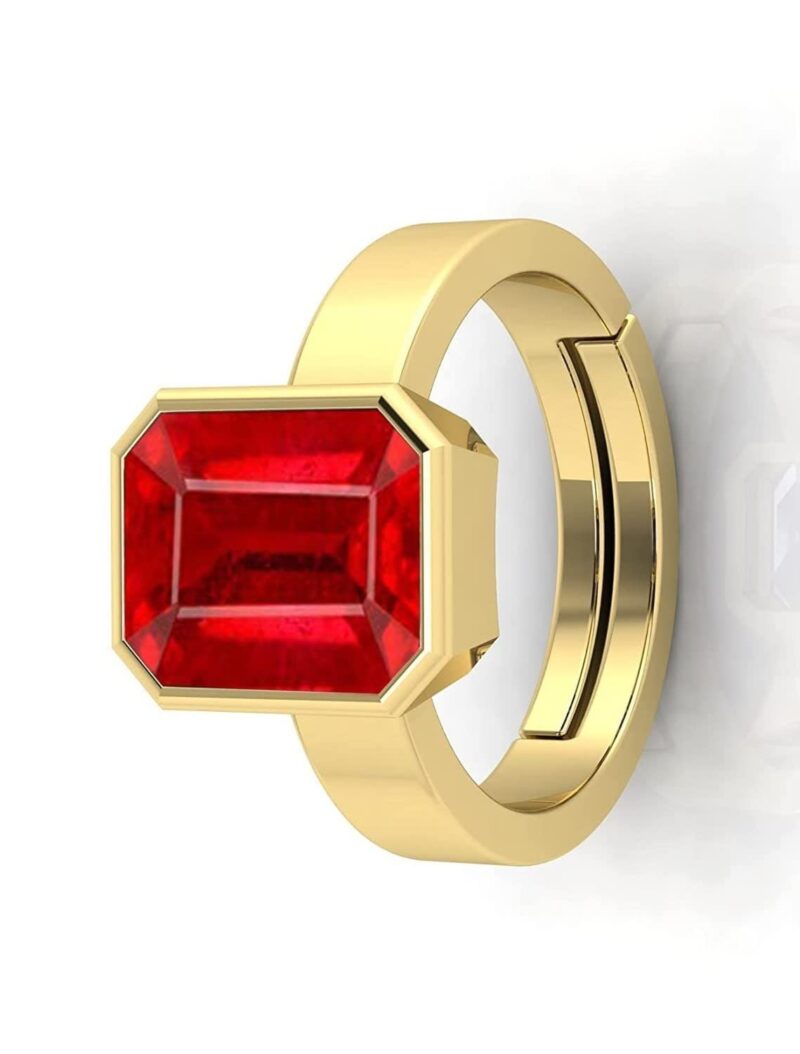 Kirti Sales 17.00 Carat Natural Ruby Manik Loose Gemstone Gold Plated Birthstone Astrology Rashi Ratan Adjustable Ring for Men & Women