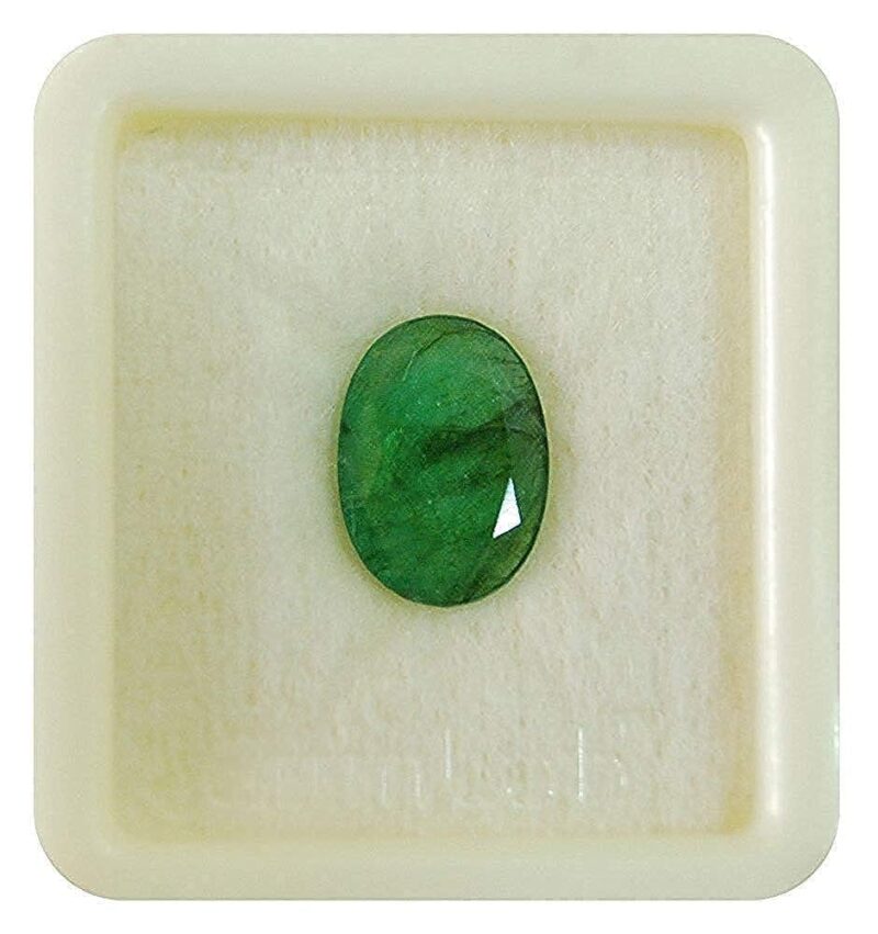 JAGDAMBA GEMS 7.25 Ratti / 6.62 Carat Emerald Gemstone Original Natural Certified Colmbian Panna Stone Oval Cut for Men and Women by lab Certifeid