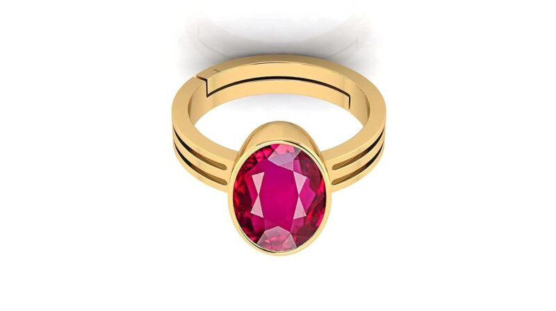 RISHAB GEMSTORE Gems 7.25 Ratti 6.50 Carat A+ Quality Natural Burma Ruby Manik Unheated Untreatet Gemstone Gold Ring for Women's and Men's{GGTL Lab Certified}