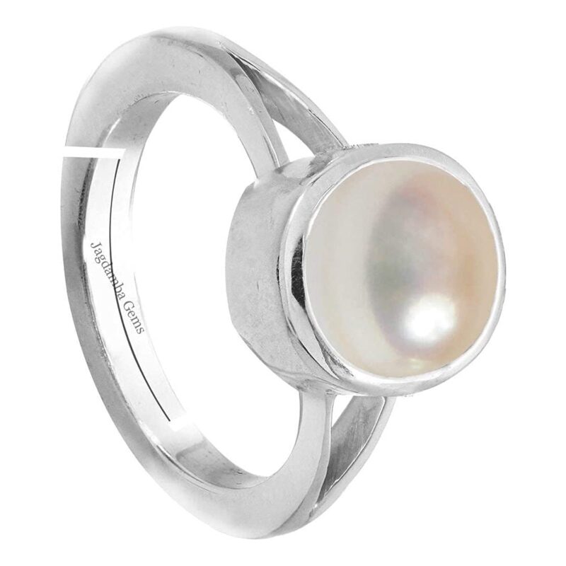 Kirti Sales 100% Certified Pearl 3.25 Ratti Natural Pearl Gemstone Original Certified moti Adjustable panchhdhaatu/Ashtadhatu Silver Ring for Men and Women