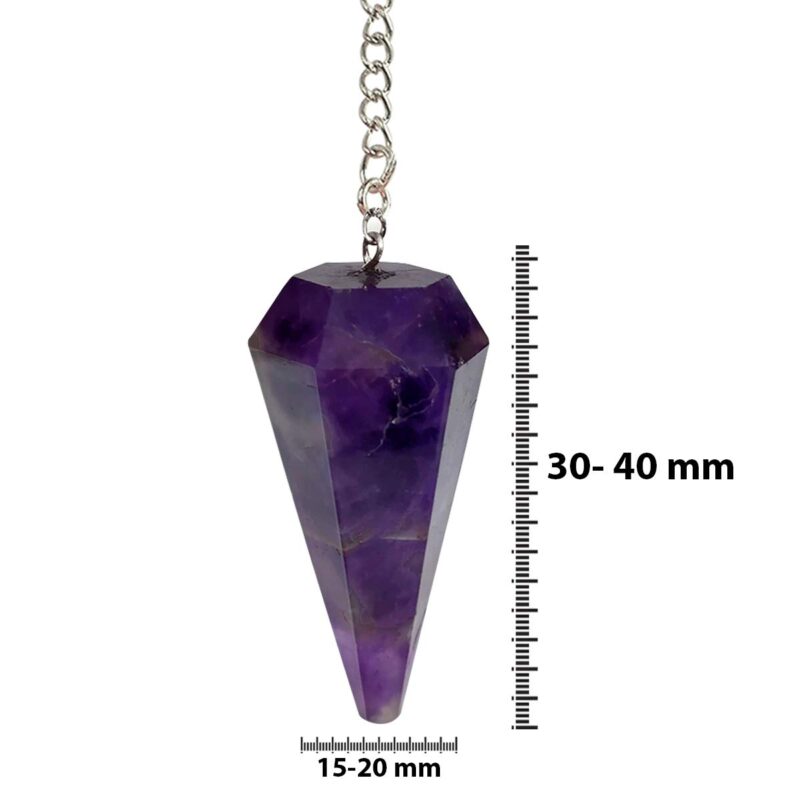 Reiki Crystal Products Natural Amethyst Dowser Pendulum 6 / Six Faceted Crystal Stone Dowser Pendulum Dowsing for Healing Gemstones (Color : Purple)