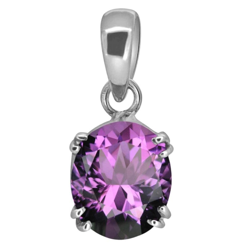 Kirti Sales 6.25 Ratti 5.25 Carat Natural Quality Katela Amethyst Silver Plated Pendant/Locket Gemstone (Top AAA+) Quality for Men and Women{GGTL Lab Certified}