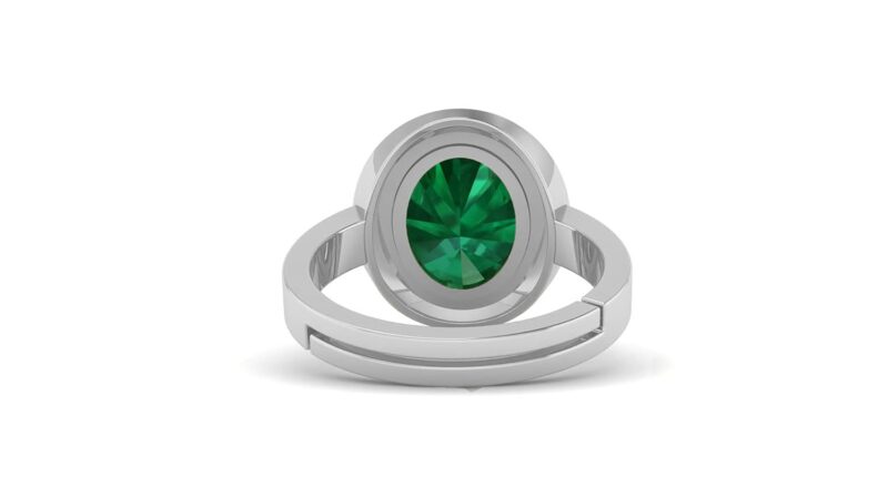 Akshita gems 5.25 Ratti 4.00 Carat Natural Emerald Adjustable Silver Panna Ring Certified for Women's and Men's