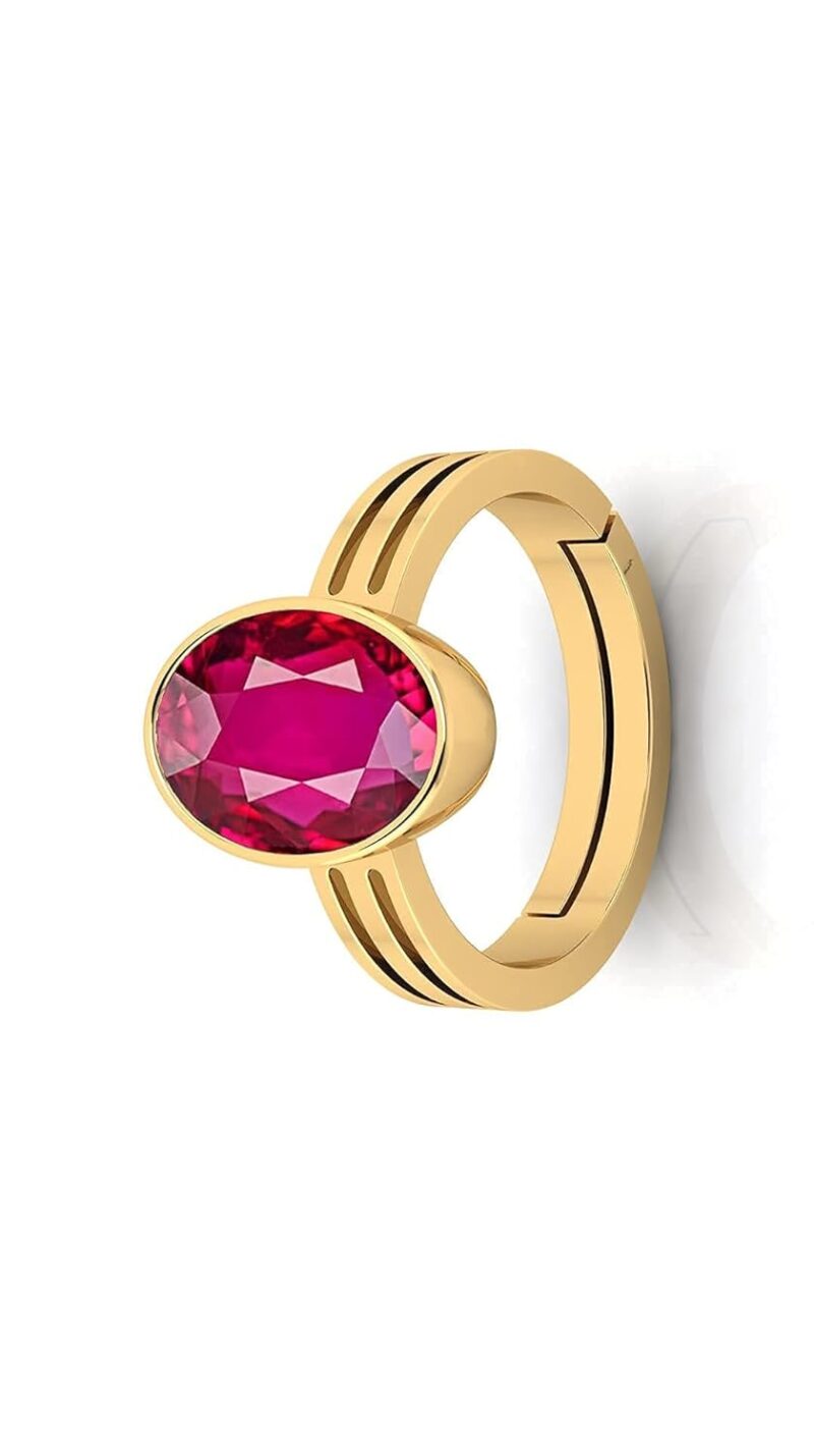 RISHAB GEMSTORE Gems 7.25 Ratti 6.50 Carat A+ Quality Natural Burma Ruby Manik Unheated Untreatet Gemstone Gold Ring for Women's and Men's{GGTL Lab Certified}