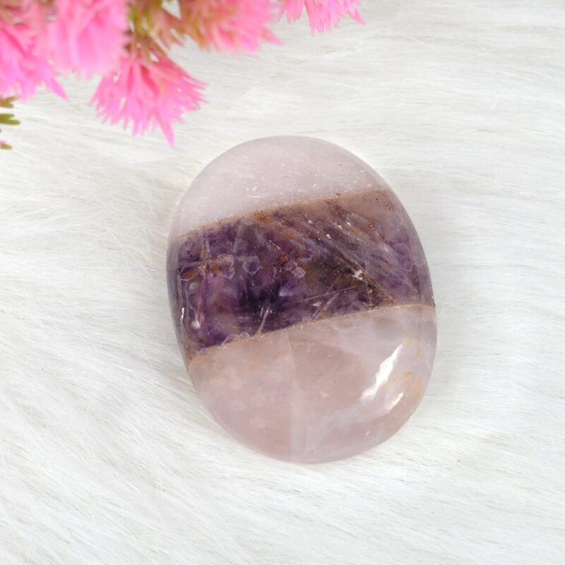 Crystu Natural Amethyst, Rose Quartz, Clear Quartz Palm Stone for Relaxation, Meditation and Crystal Healing Gemstones Big Size 5 CM