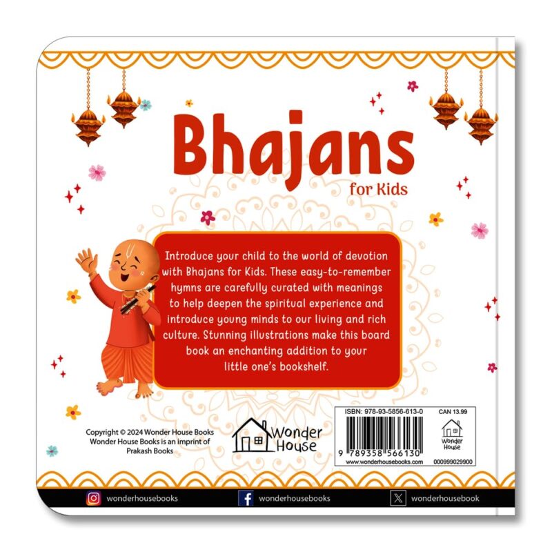 Bhajans For Kids – Illustrated Prayer Book, Bhajans in Three Languages for easy understanding | Age: 3+