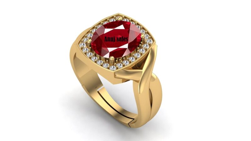 ANUJ SALES 11.25 Ratti 10.50 Carat A+ Quality Natural Burma Ruby Manik Unheated Untreatet Gemstone Gold Ring for Women's and Men's(GGTL Lab Certified)