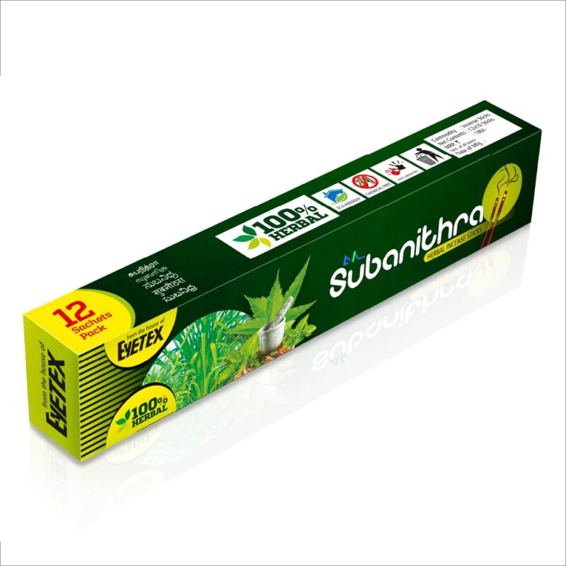 AVL Subanithra Herbal Incense Sticks | from The House of Eyetex | 100% Natural | Chemical-Free | Low Smoke Output | Soothing Herbal Aroma | Eco-Friendly | 120 Sticks