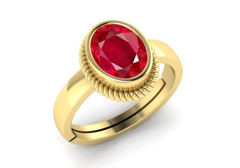 LMDLACHAMA 7.25 Ratti/8.00 Carat Natural Ruby Manik Original Certified Gold Plated Gemstone Ring With Lab Certificate