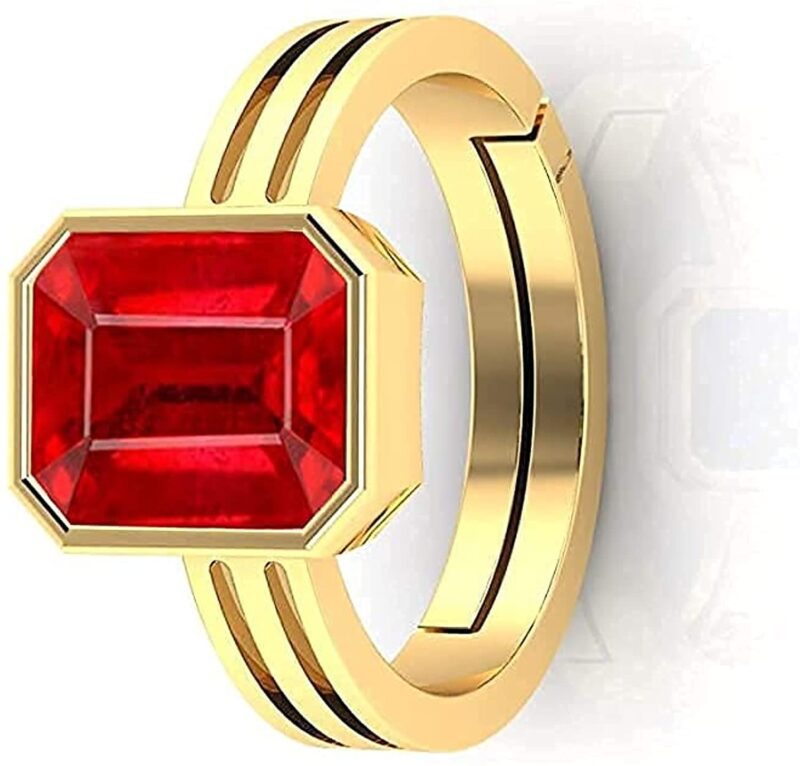 JAGDAMBA GEMS 4.00 Carat A+ Quality Natural Burma Ruby Manik Unheated Untreatet Gemstone Gold Ring for Women's and Men's{GGTL Lab Certified}