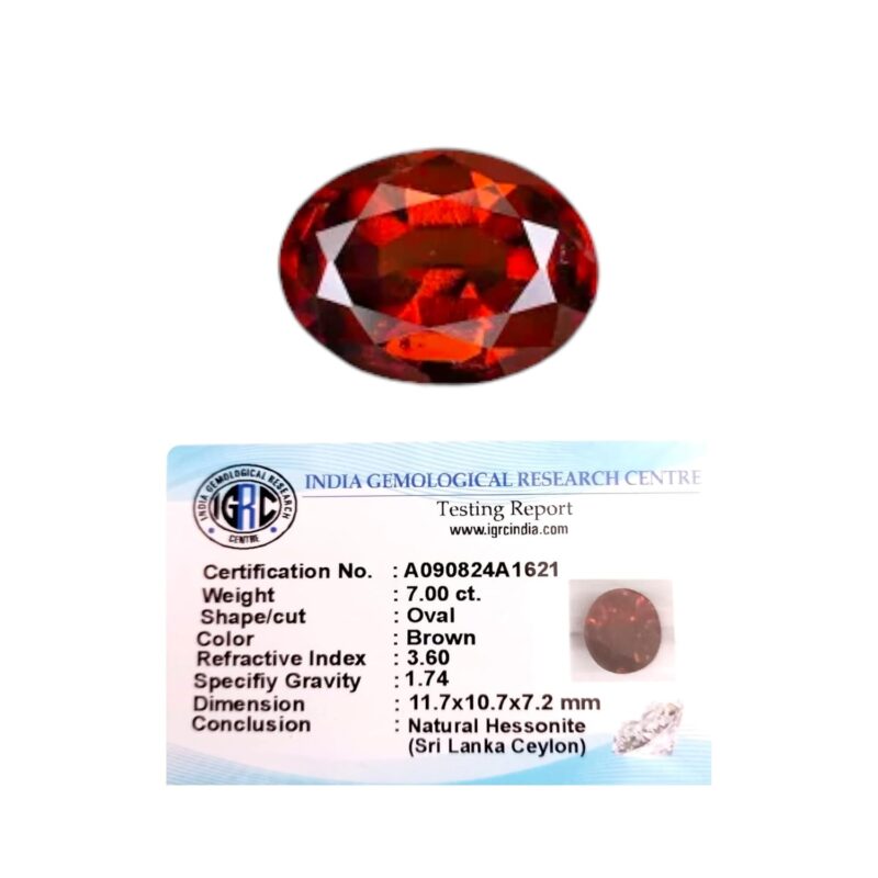 IGL Natural Ceylon Srilankan Hessonite Gemstone Premium Original Certified Gomed/Gomedhak Gem For Rahu, Protection, Peace, & Ring Jewelry For Men & Women