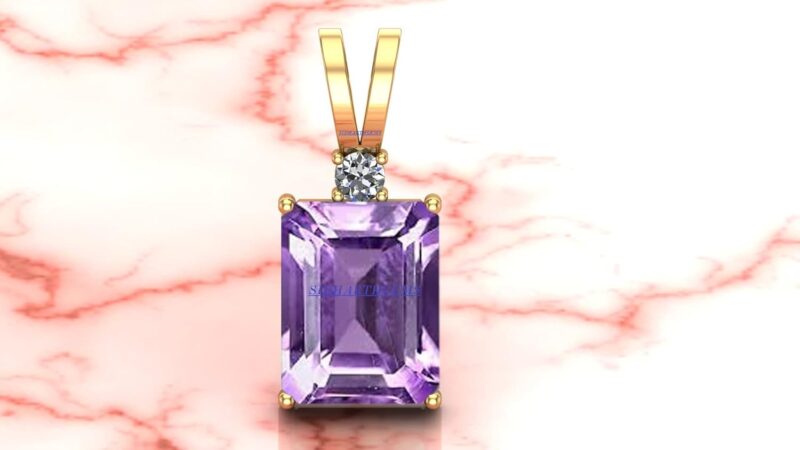 SIDHARTH GEMS 18.25 Ratti 17.25 Carat Natural Quality Katela Amethyst Gold Plated Pendant/Locket Gemstone (Top AAA+) Quality for Men and Women (GGTL Lab Certified)