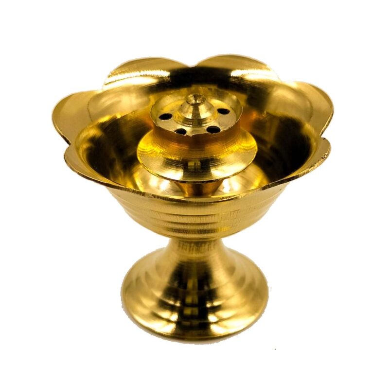 [P.E] Brass Incense Stick Holder with Ash Catcher, Agarbatti Stand, Dhup Dani for Puja, Pooja Item Mandir