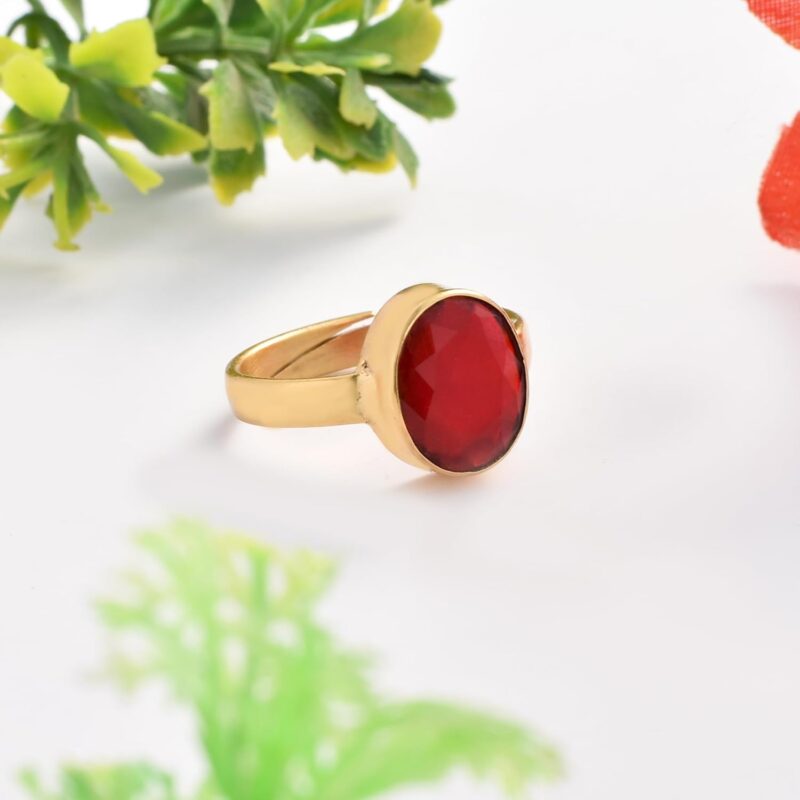 LMDPRAJAPATIS 16.60 Carat Natural Certified Ruby/Manik Birthstone/Astrology/Rashi Ratan Adjustable Gold Plated Ring for Men & Women