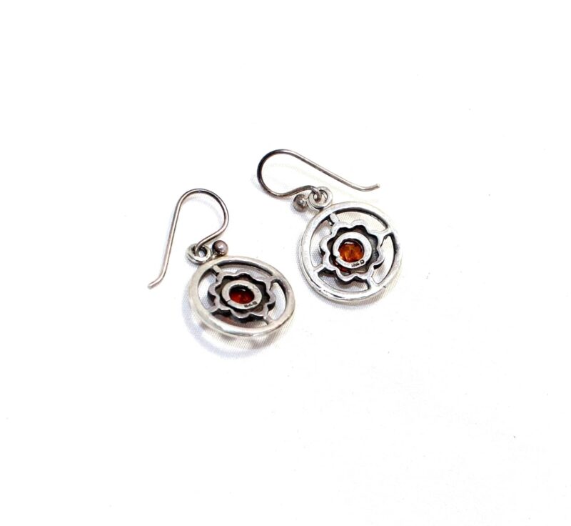 Rajasthan Gems Earrings 925 Sterling Silver Amber Gem Stone Handmade Women j182