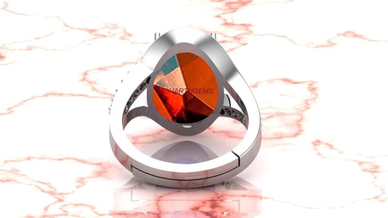 AKSHITA GEMS 14.00 Carat Certified A+ Quality Natural Hessonite Garnet Gomed Adjustable Silver Ring Loose Gemstone for Women's and Men's