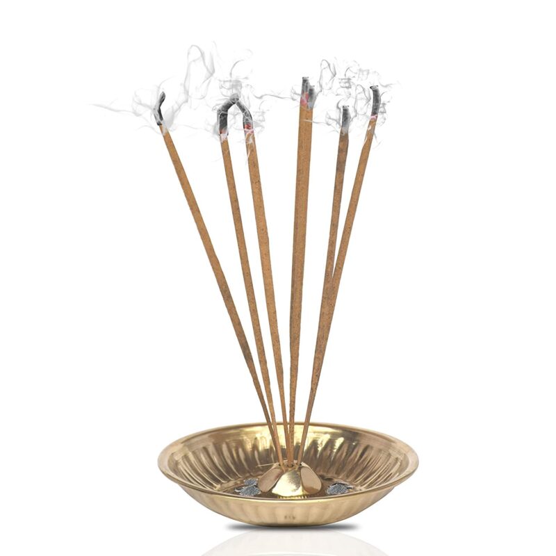 Pure Source India Brass Agarbatti Stand || Incense Holder || Ash Catcher, 4 Inch, Gold -1 Piece