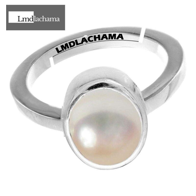 LMDLACHAMA PRAJAPATIS 100% Certified 3.25 Ratti Natural Pearl Gemstone Original Certified moti panchhdhaatu Silver Pendant for Men and Women