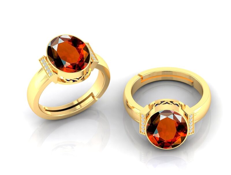 LMDPRAJAPATIS 8.25 Ratti/7.25 Carat Natural Hessonite Garnet (Gomed) Astrological Gemstone Gold Plated Ring for Men and Women