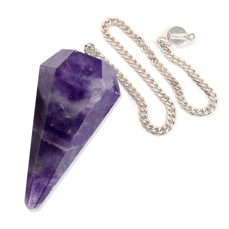 Reiki Crystal Products Natural Amethyst Dowser Pendulum 6 / Six Faceted Crystal Stone Dowser Pendulum Dowsing for Healing Gemstones (Color : Purple)