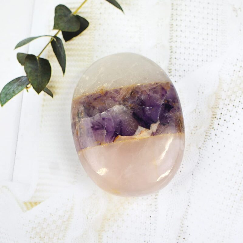 Crystu Natural Amethyst, Rose Quartz, Clear Quartz Palm Stone for Relaxation, Meditation and Crystal Healing Gemstones Big Size 5 CM