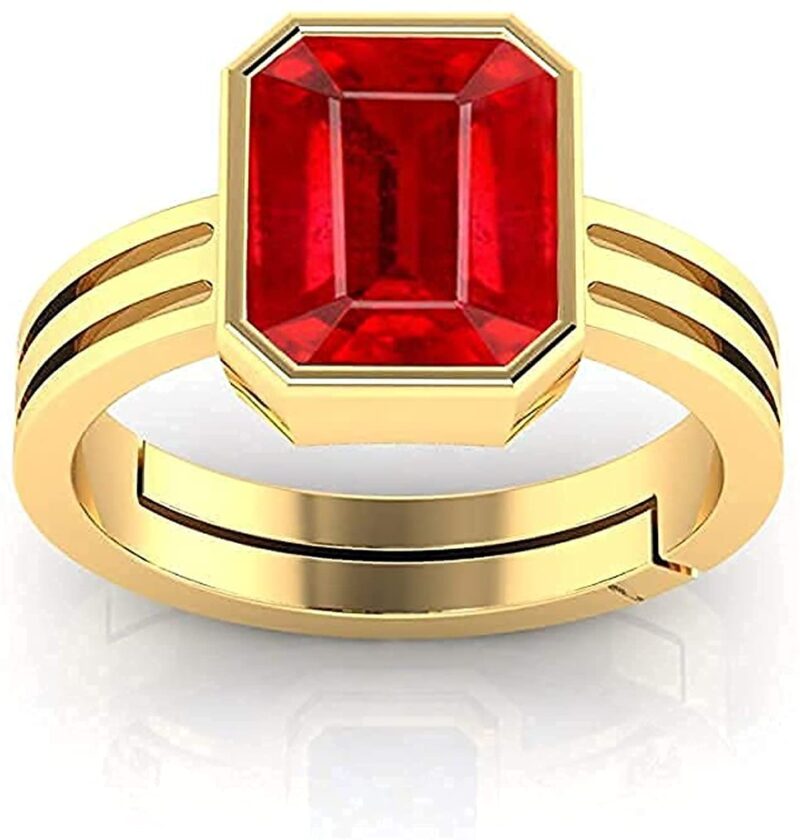 JAGDAMBA GEMS 4.00 Carat A+ Quality Natural Burma Ruby Manik Unheated Untreatet Gemstone Gold Ring for Women's and Men's{GGTL Lab Certified}