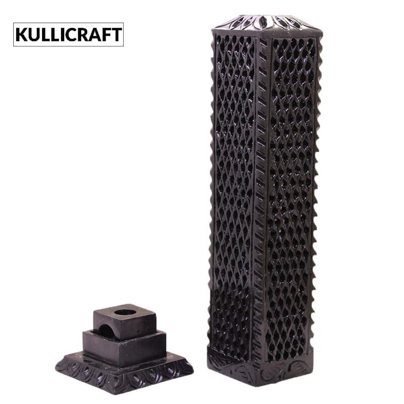 KC KULLICRAFT Marble Incense Stick Holder Agarbatti Stand Candle Burner/Handmade Black Carving Soapstone for Home Decor(Square)