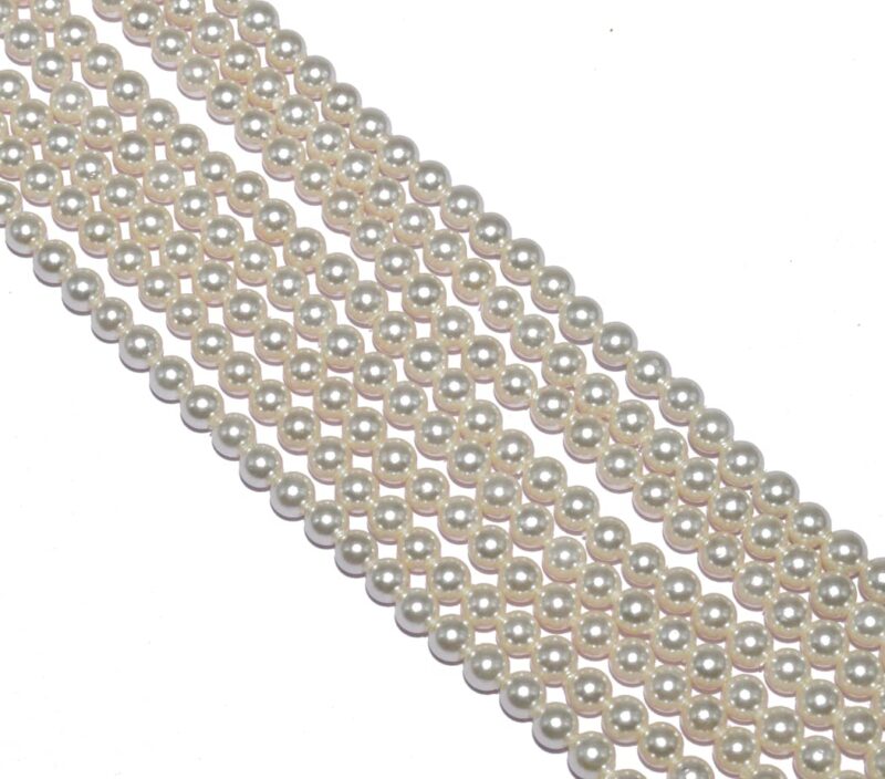 Beadwaala Freshwater Cultured Pearl Beads for Jewely Making Natural Gemstone Semi Precious 4mm Cream Colour