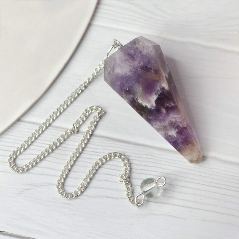 Reiki Crystal Products Natural Amethyst Dowser Pendulum 6 / Six Faceted Crystal Stone Dowser Pendulum Dowsing for Healing Gemstones (Color : Purple)