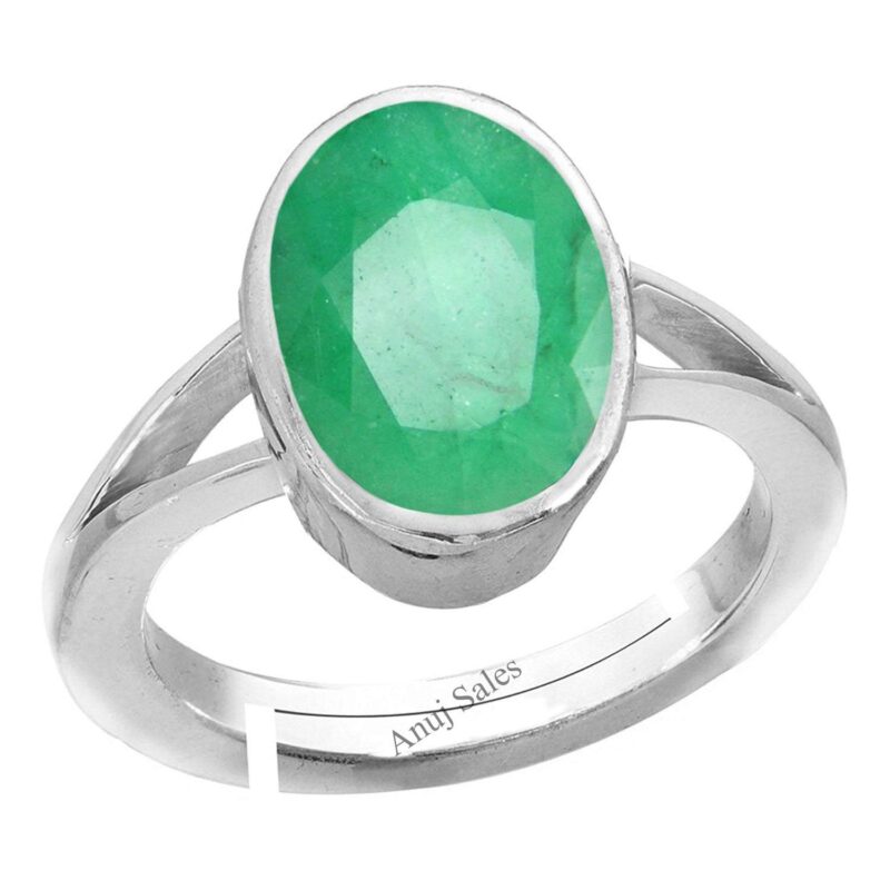 AYUSH GEMS 5.25 Carat Genuine and Certified Emerald Adjustable Silver Ring for Women's and Men's