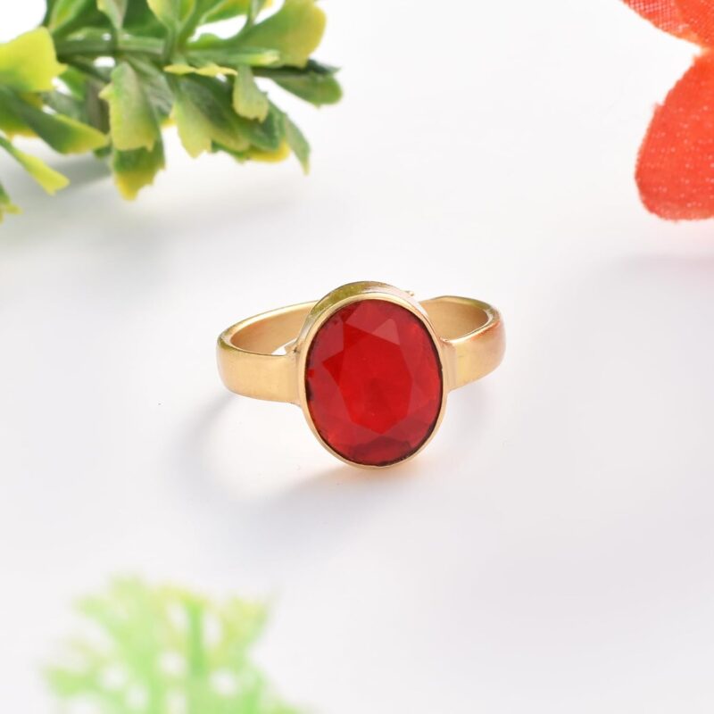 LMDPRAJAPATIS 16.60 Carat Natural Certified Ruby/Manik Birthstone/Astrology/Rashi Ratan Adjustable Gold Plated Ring for Men & Women