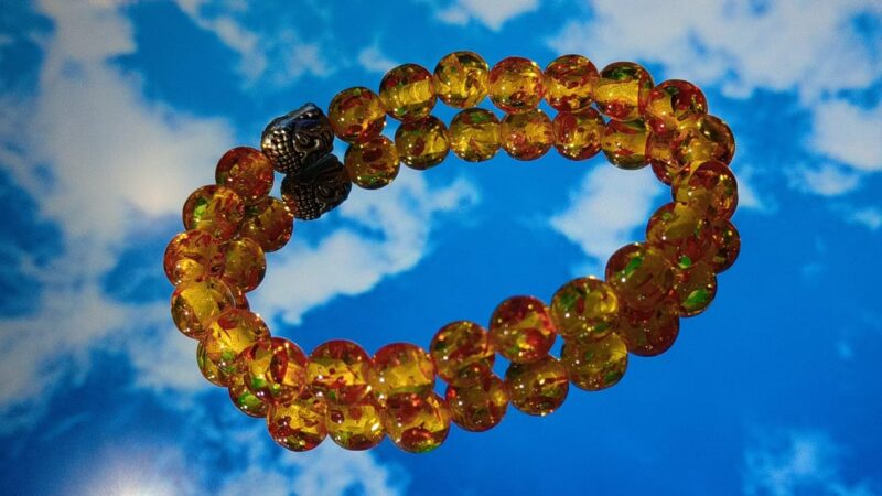 Gemstone Gallery Amber Crystal Bracelet Real Amber Stone Bracelet Amber Bracelet Original Certified Round Beads Beautiful Amber Gemstone Bracelet For Men & Women अम्बर स्टोन ब्रेसलेट