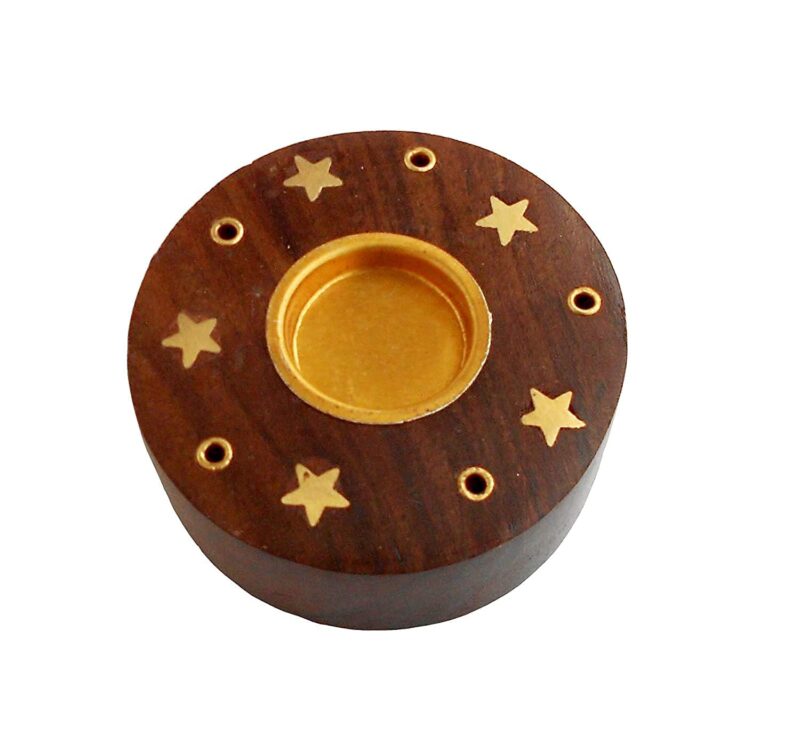 Handmade Wooden Cute Shaped Incense Stick Holder Cum Dhoop Holder/Agarbatti Stand ((Round)