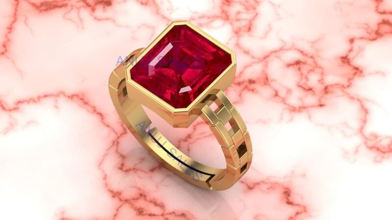 Anuj Sales 16.00 Ratti 15.50 Carat A+ Quality Natural Burma Ruby Manik Unheated Untreatet Gemstone Gold Ring for Women's and Men's(GGTL Lab Certified)