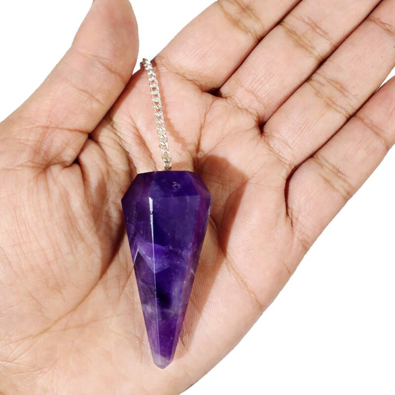 Reiki Crystal Products Natural Amethyst Dowser Pendulum 6 / Six Faceted Crystal Stone Dowser Pendulum Dowsing for Healing Gemstones (Color : Purple)